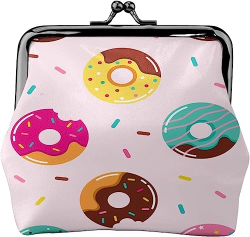 Geldbörse mit Cartoon-Donuts-Schnalle, Leder, Vintage-Beutel, Kiss-Lock-Wechselgeldbörse, Mini-Geldbörsen für Damen und Mädchen von BOHHO