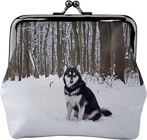 Geldbörse mit Schnalle, Alaskan Malamute-Hund, Leder-Geldbörse, Kleingeldtasche mit Kiss-Lock-Verschluss, Schnallen-Geldbörse von BOHHO