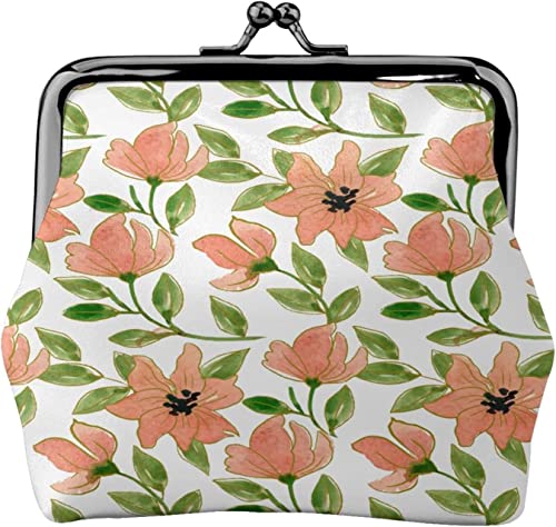 Geldbörse mit Schnalle, Aquarell-Lilien-Blumenmuster, Leder-Geldbörse, Kleingeldtasche mit Kiss-Lock-Verschluss, Schnallen-Geldbörse von BOHHO