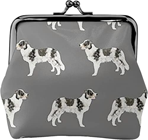 Geldbörse mit Schnalle, Border Collie Blue Merle Dogs, Leder-Geldbörse, Kleingeldbeutel mit Kiss-Lock-Verschluss, Schnallen-Geldbörse von BOHHO