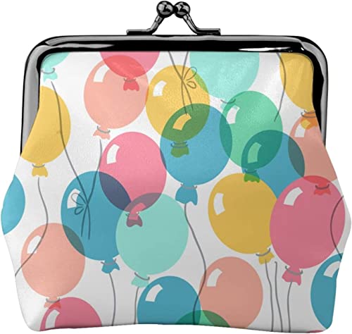 Geldbörse mit Schnalle, Bunte Luftballons, Leder-Geldbörse, Kleingeldtasche mit Kiss-Lock-Verschluss, Schnallen-Geldbörse von BOHHO