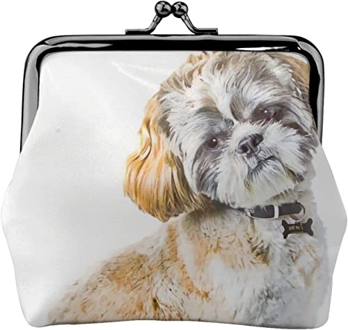 Geldbörse mit Schnalle, niedlicher Shitzu Shih Tzu Hund, Damen und Mädchen, Leder-Geldbörse, Kleingeldtasche mit Kiss-Lock-Verschluss, Schnallen-Geldbörse von BOHHO