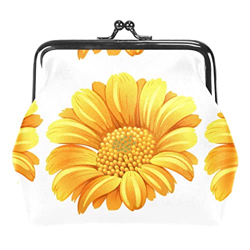 Geldbörse mit Schnalle, niedliches Sonnenblumen-Geldbörse aus Leder, Kleingeldtasche mit Kiss-Lock-Verschluss, Schnallen-Geldbörse von BOHHO