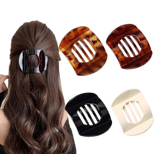 4-Stück Haarklammern, Blumen Haarklammer,Flat Hair Clips starker Halt,Haarspangen für Frauen dick/dünn Haar(Bogen) von BOHJPIS