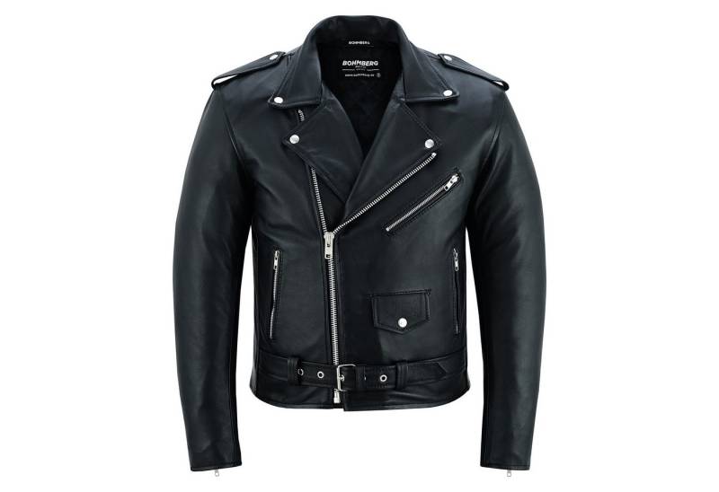 BOHMBERG Lederjacke Herren Retro Biker Highway aus echtem Vollleder Schwarz von BOHMBERG