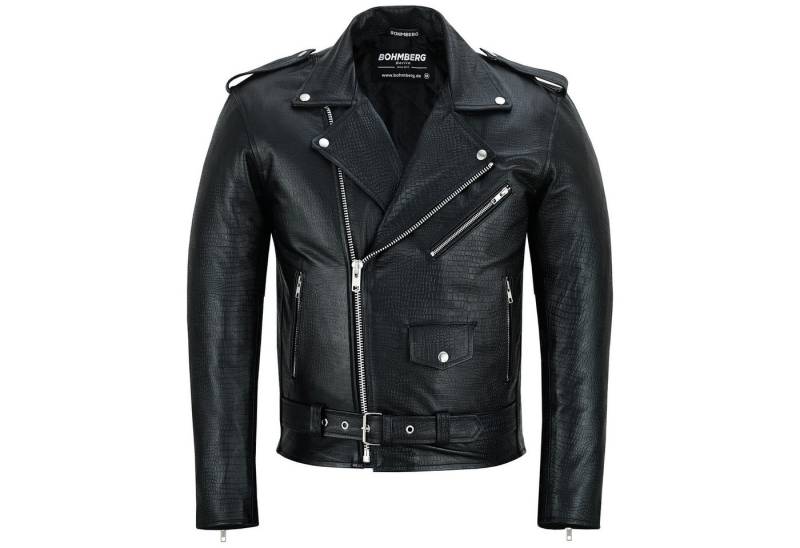 BOHMBERG Lederjacke Herren "TOKYO" Rindleder-Klassiker im modernen Croc-Look, Echtleder von BOHMBERG