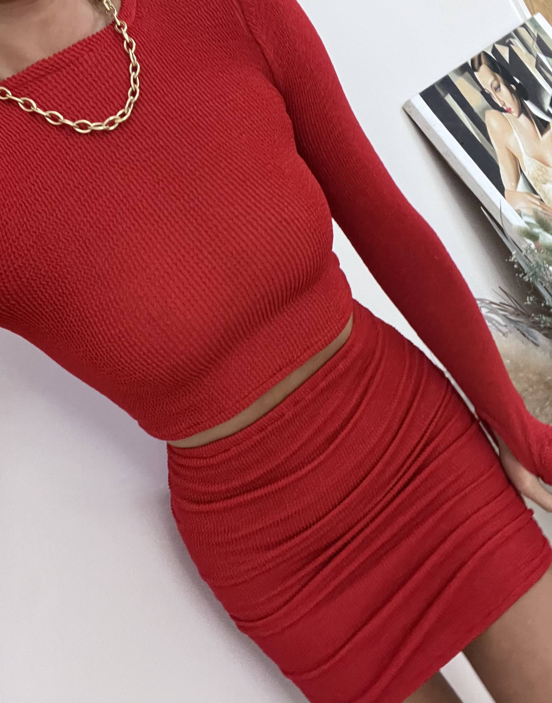 "Rotes Body Set "Langarm Thumbhole Top & Geraffter Mini Rock" in Crinkle/Ultra Con Fit S-M" "Rotes Body Set "Langarm Thumbhole Top & Geraffter Mini Rock" in Crinkle/Ultra Con Fit S-M" von BOHOROSECOLLECTION