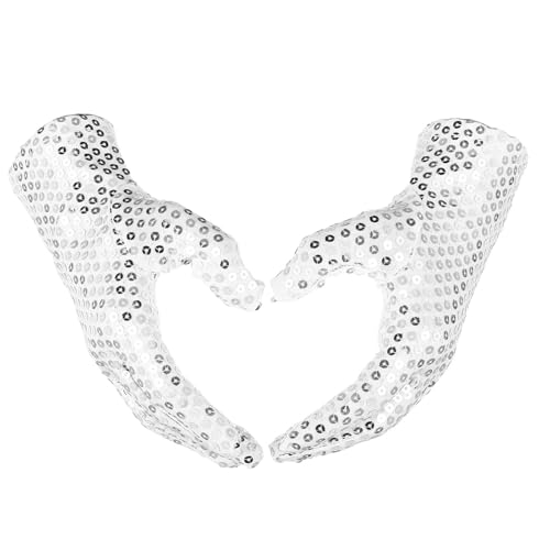 BOHUIZ 1 PaarPailletten Handschuhe, Silberne HandschuhePerformance Tanz Glitzer Handschuh Kostüm Party Accessoires von BOHUIZ