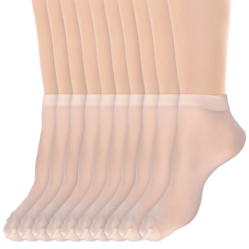 BOHUIZ 10 Paar durchsichtige Söckchen aus dünnem Nylon, transparent knöchelhohe Strumpfwarensocken kurze Kleiderstrümpfe für Damen von BOHUIZ