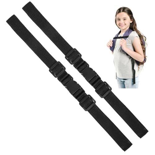 BOHUIZ 2 Stück Verstellbarer Rucksack-Brustgurt, Nylon Brustgurt Rucksack Kinder mit Schnellverschluss Ersatz-Brustgurt für Rucksäcke für Joggen Wandern Außerhalb (Schwarz) von BOHUIZ