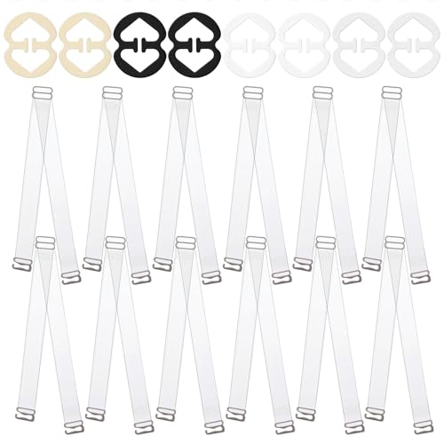 BOHUIZ Durchsichtige BH Träger, 8 Paar Ersatz BH Schultergurt mit 8 Stück BH Clips rutschfeste Verstellbare BH Träger für Frauen Trägerlose BHS von BOHUIZ