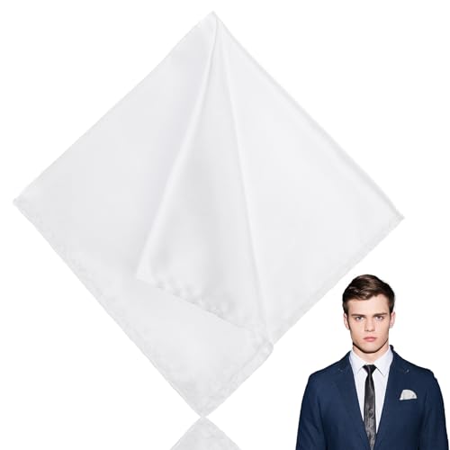 BOHUIZ Einstecktuch in einfarbig uni, 22 * 22CM einstecktuch weiss, Stofftaschentücher Herren, Seide Taschentücher, Stofftaschentuch für Hochzeit, Party, Business (Weiß) von BOHUIZ