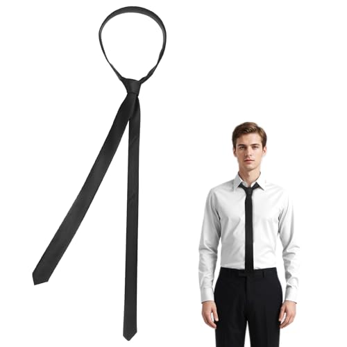 BOHUIZ Krawatte Schmal, Krawatte Schwarz Schmaler Scha Formelle Schwarze Verstellbare Krawatten Lange Krawatten von BOHUIZ