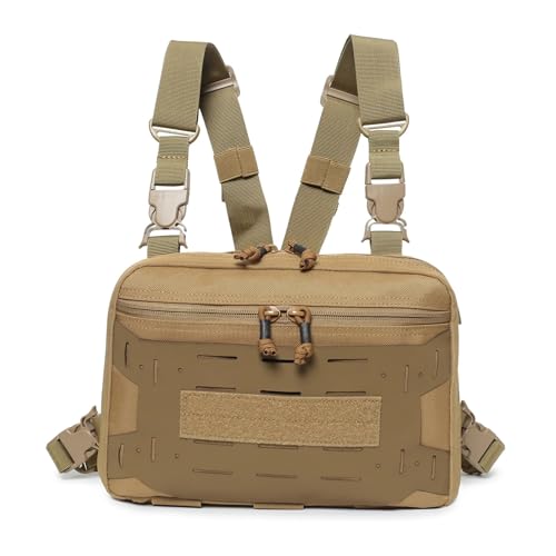 BOJHGO Angelrucksack Angeln Brust Tasche Outdoor Angeln Taschen Köder Gürtel Pack männer Reisen Camping Wandern Klettern Taille Pack Rig Beutel(Brown) von BOJHGO