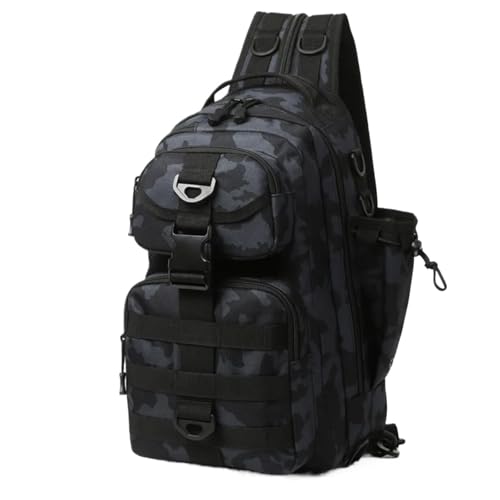 BOJHGO Angelrucksack Angeln Locken Rucksack Männer Getriebe Lagerung Locken Brust Tasche Multifunktions Outdoor Reise Camping Sling Fisch Tackle Taschen(Black Gray) von BOJHGO