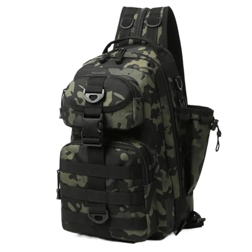 BOJHGO Angelrucksack Angeln Locken Rucksack Männer Getriebe Lagerung Locken Brust Tasche Multifunktions Outdoor Reise Camping Sling Fisch Tackle Taschen(Brown) von BOJHGO