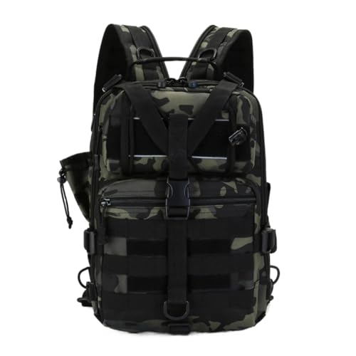 BOJHGO Angelrucksack Angeln Rucksack Camping Tasche Outdoor Reisetaschen for Männer Wandern Trekking Angeln Locken Boxen Lagerung Sport Tasche(Black Yellow) von BOJHGO