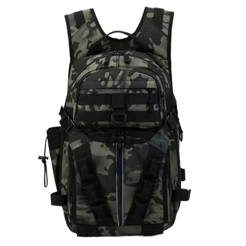 BOJHGO Angelrucksack Männer Angeln Locken Stange Box Tasche Camping Klettern Rucksack Multi-Funktion Männer Taschen Angeln Schulter Tasche(Black Green) von BOJHGO