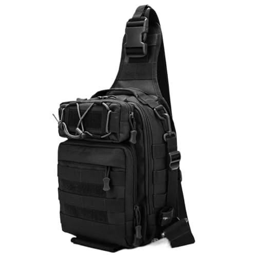 BOJHGO Angelrucksack Outdoor Brust Männer Angeln Tasche Multifunktions Sling Einzelne Schulter Taschen Camping Wandern Handtasche(Black) von BOJHGO