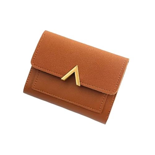 BOJHGO Brieftasche Kurze Geldbörse Frauen Geldbörsen Kartenhalter Handtasche Damen Kleine Brieftasche Weibliche Haspe Mädchen Geld Tasche Brieftasche Damen(Brown) von BOJHGO