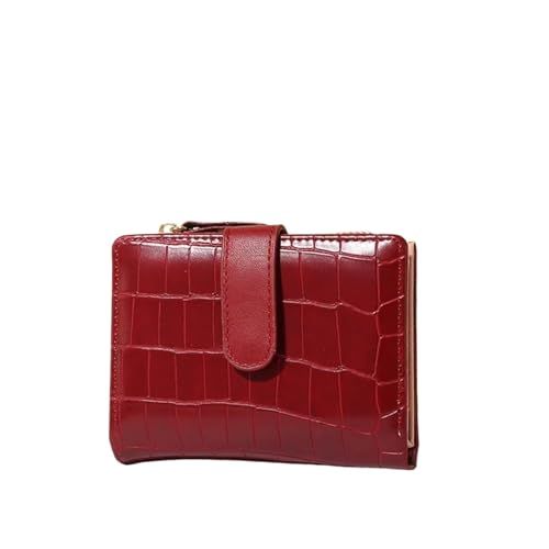 BOJHGO Damen-Geldbörse, kleine Geldbörsen, Leder-Geldbörse, beliebte Damen-Kartenhalter-Geldbörsen for Damen Brieftasche Damen(Red) von BOJHGO
