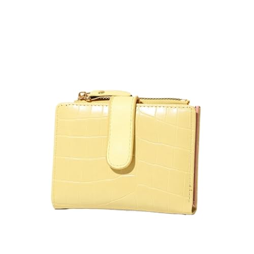BOJHGO Damen-Geldbörse, kleine Geldbörsen, Leder-Geldbörse, beliebte Damen-Kartenhalter-Geldbörsen for Damen Brieftasche Damen(Yellow) von BOJHGO