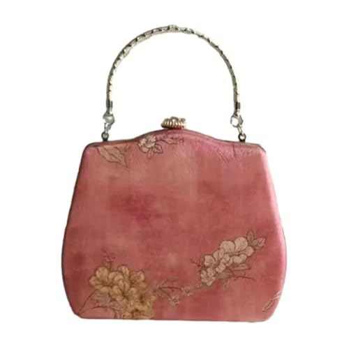 BOJHGO Damentasche Blumenstickerei Messenger Bag Elegant Edle Dinnertasche Muscheltasche(Red) von BOJHGO