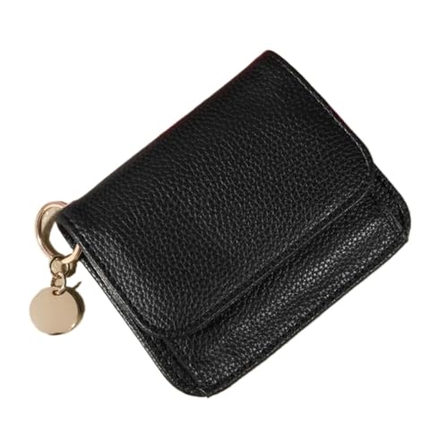 BOJHGO Frauen Brieftaschen PU Leder Weibliche Geldbörse Multi-Karten Halter Münze Kurze Brieftaschen Schlanke Kleine Brieftasche Reißverschluss Brieftasche Damen(Black) von BOJHGO