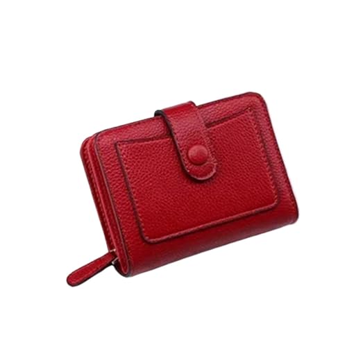 BOJHGO Frauen Geldbörsen Kleine Mini Geldbörse Haspe Kartenhalter Dame Geldbörse Reißverschluss Weibliche Lederschnalle Brieftasche Damen(Wine Red) von BOJHGO