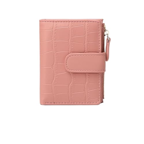 BOJHGO Geldbörse Damen Geldbörse Leder Kurz Münzgeldbörse Doppelt gefaltet Damen Zero Wallet Holder Brieftasche Damen(Pink) von BOJHGO