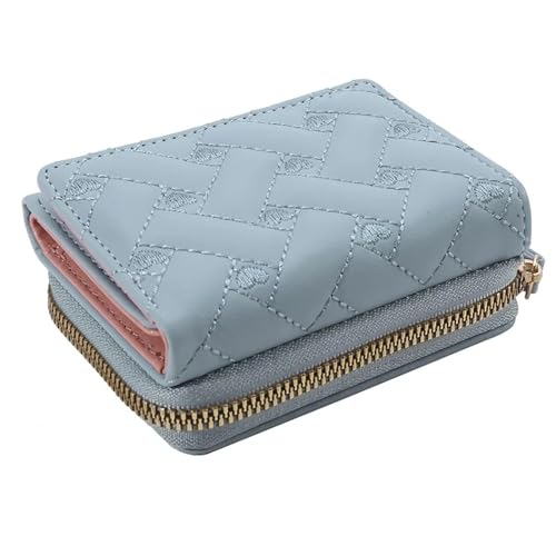 BOJHGO Geldbörsen for Damen, Leder, dreifach faltbar, kleine Geldbörse, niedlicher Kartenhalter, Münzgeldbörsen mit Mehreren Kartenfächern Brieftasche Damen(Blue) von BOJHGO