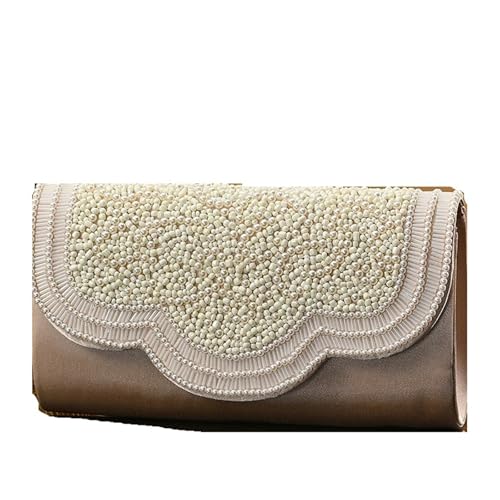 BOJHGO Handgemachte goldene Stickerei weiße Perlen Handtasche for Mädchen Frau Schulter hängen Hochzeit Gunsten Party Kupplungen Abendtaschen von BOJHGO
