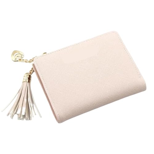 BOJHGO Herz Quaste Frauen Brieftasche Kurze Leder Frauen Geldbörsen Zipper Geldbörsen Weibliche Handtasche Clutch Tasche Brieftasche Damen(Pink) von BOJHGO