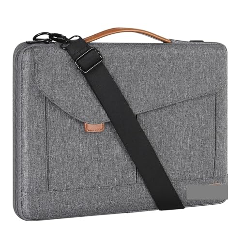 BOJHGO Laptoptasche Schützende Laptop-Hülle im Umschlag-Stil mit Schultergurt for 14 Zoll 15,6 Zoll 17 Zoll Notebook-Computertasche(Gray,15.6-inch) von BOJHGO