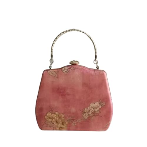 BOJHGO Mode Kette Shell Lock Frauen Schulter Umhängetasche Vintage Handgemachte frauen Handtaschen Retro Geldbörsen Stickerei Abend Taschen(Red) von BOJHGO