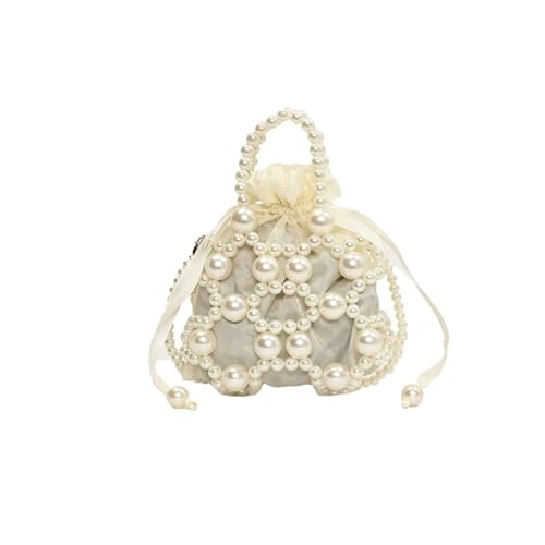 BOJHGO Perlentasche Elegante Perlentasche for Partys, Umhängetasche for Damen mit einer Schulter, Perlenkette, Handtasche for Bankette(White) von BOJHGO