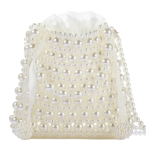BOJHGO Perlentasche Perlenbesetzte Handtaschen for Frauen, elegante Abendtasche, kreative Perlenkette, Schultertaschen for Partys von BOJHGO