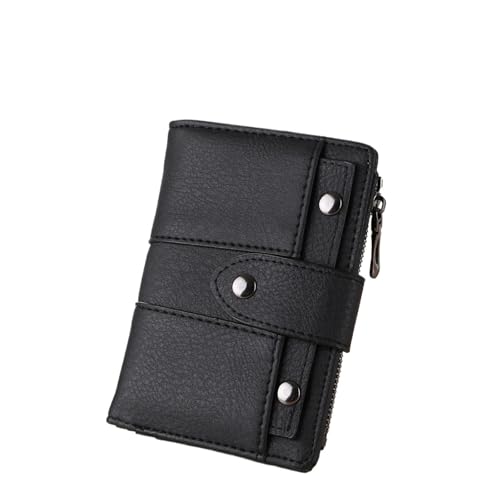 BOJHGO Retro-Damen-Geldbörse, Kurze Geldbörse, Geldbörse, Handtasche, Geldbörsen for Damen, kleine Geldbörsen, Kartenetui Brieftasche Damen(Black) von BOJHGO