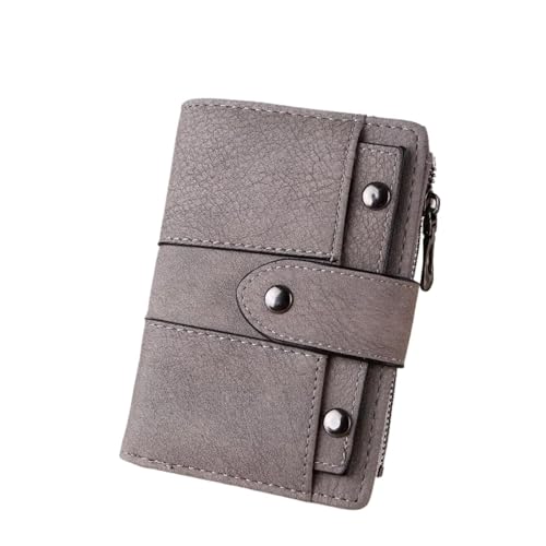 BOJHGO Retro-Damen-Geldbörse, Kurze Geldbörse, Geldbörse, Handtasche, Geldbörsen for Damen, kleine Geldbörsen, Kartenetui Brieftasche Damen(Gray) von BOJHGO