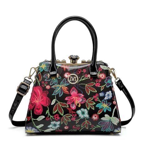 BOJHGO Stickerei Abendtasche Diamant eingelegte Damentasche Exquisite Tasche Retro Handtasche for Frauen(Black) von BOJHGO