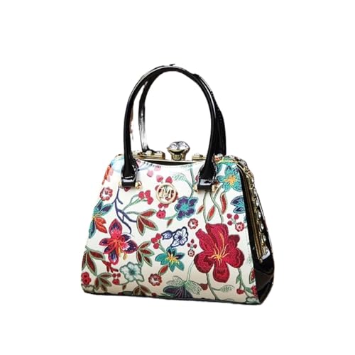 BOJHGO Stickerei Abendtasche Diamant eingelegte Damentasche Exquisite Tasche Retro Handtasche for Frauen(White) von BOJHGO
