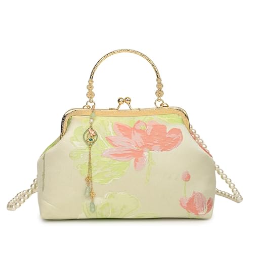 BOJHGO Stickerei Abendtasche Umhängetasche Designer Kleine Handtasche Dame Perlen Abend Party Schultertaschen(Pink) von BOJHGO