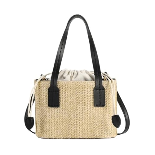 BOJHGO Strohtasche Damen Stroh Taschen Casual Schulter Tasche for Strand Urlaub Retro Stroh Handtasche von BOJHGO