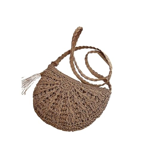 BOJHGO Strohtasche Große Kapazität Stroh Tasche for Frauen Reise Kleine Umhängetasche Damen Sommer Rattan Strand Tasche for Urlaub(Brown) von BOJHGO