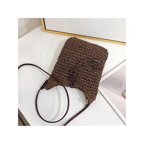 BOJHGO Strohtasche Sommer Reise Stroh Tasche Große Kapazität Strand Rattan Tasche for Frauen Gewebt Stroh Umhängetasche(Brown) von BOJHGO