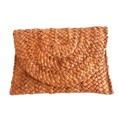 BOJHGO Strohtasche Sommer Stroh Taschen for Frauen Hand-woven Reise Handtasche Lange Stroh Strand Taschen for Urlaub(Orange) von BOJHGO