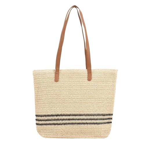 BOJHGO Strohtasche Stroh-Strandtasche for Frauen, Sommer, gewebte Strand-Umhängetasche, lässige Stroh-Strandhandtasche von BOJHGO