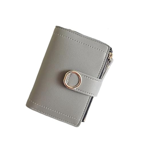 BOJHGO Weibliche Geldbörse Geldscheinklammer Brieftasche Kleine Reißverschluss Leder Geldbörse Frauen Damen Kartentasche for Frauen Brieftasche Damen(Gray) von BOJHGO