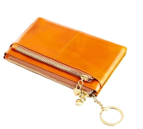 BOJHGO Women Leather Small Wallet Leather Change Bag Short Wallet Femal Coin Purse Girls Card Holder Brieftasche Damen(Brown) von BOJHGO