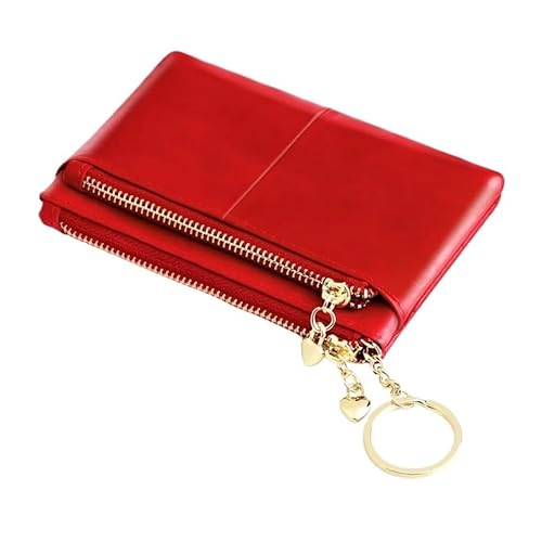 BOJHGO Women Leather Small Wallet Leather Change Bag Short Wallet Femal Coin Purse Girls Card Holder Brieftasche Damen(Red) von BOJHGO